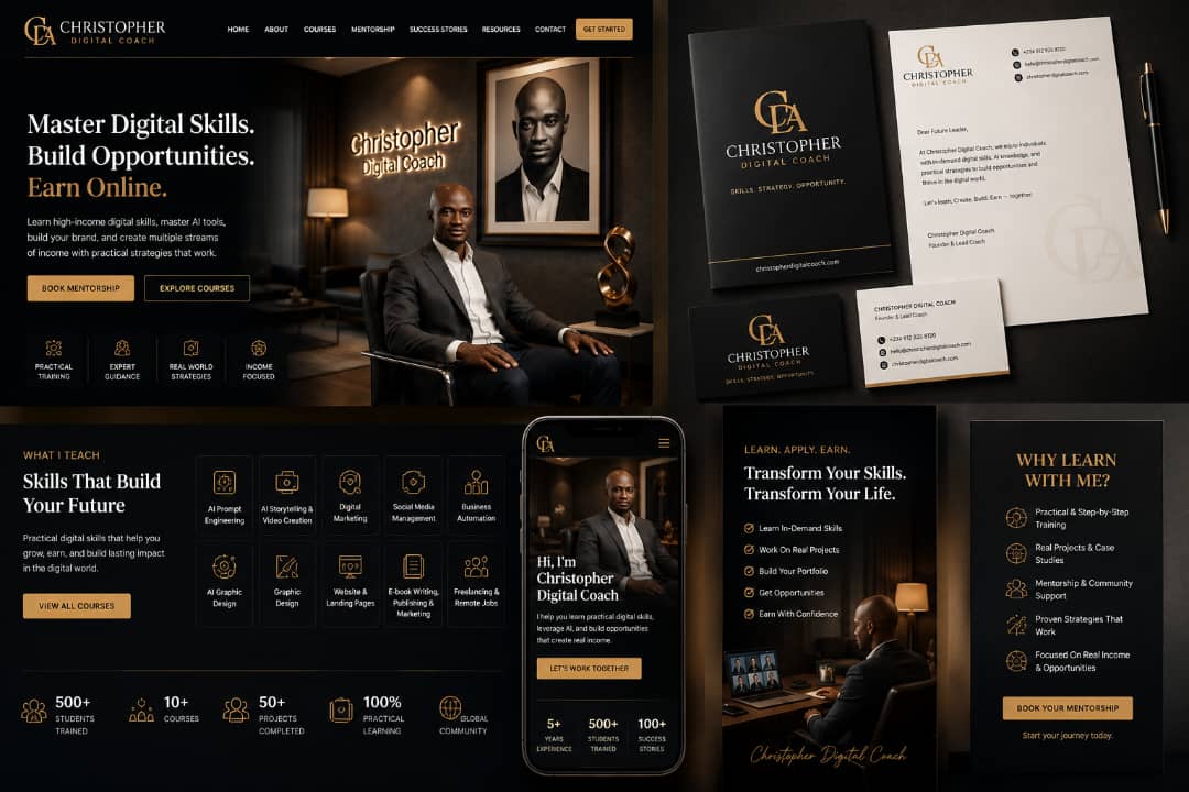 Christopher Digital Coach website and brand identity presentation