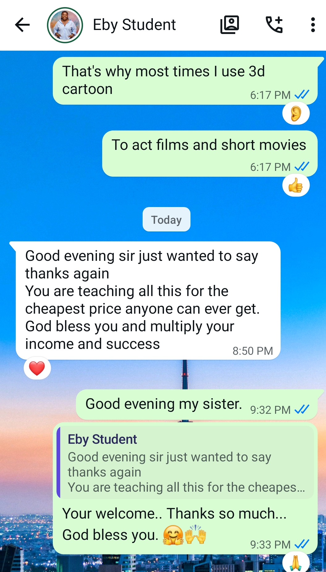 Feedback message from a Christopher Digital learner