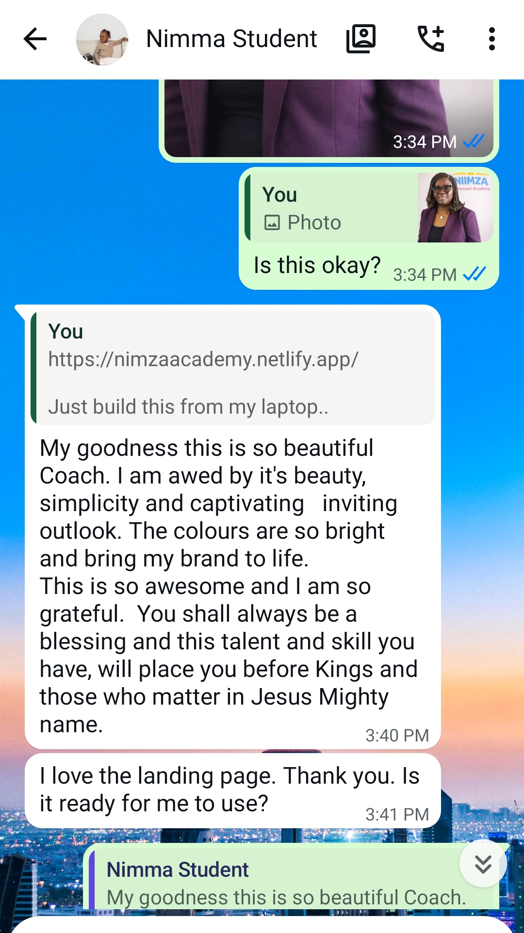Feedback message from a Christopher Digital learner